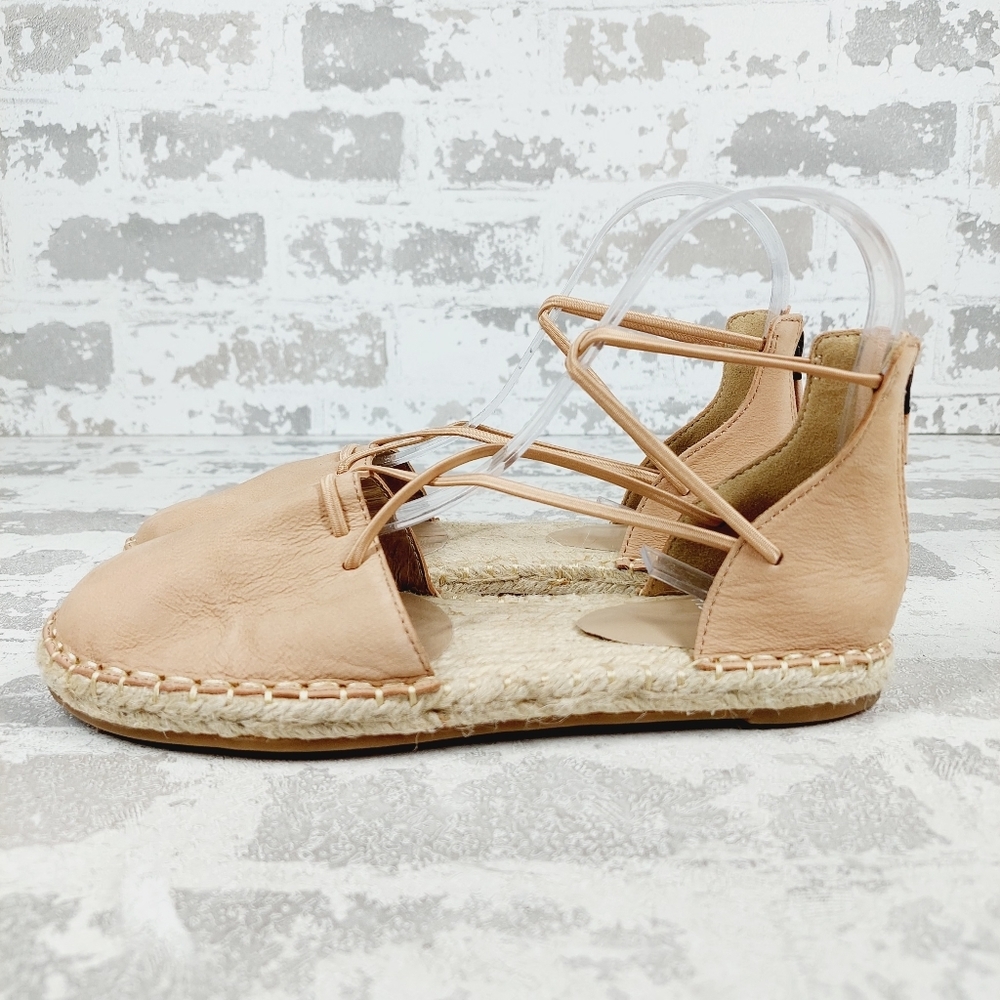 NEW Eileen Fisher Cream Tan Suede Strappy Espadrille Flats